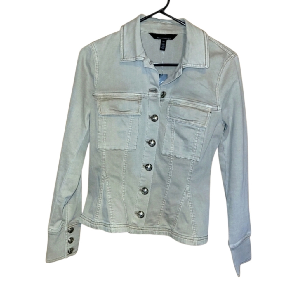 WHBM fit / flare denim shacket sand color nwt size xs